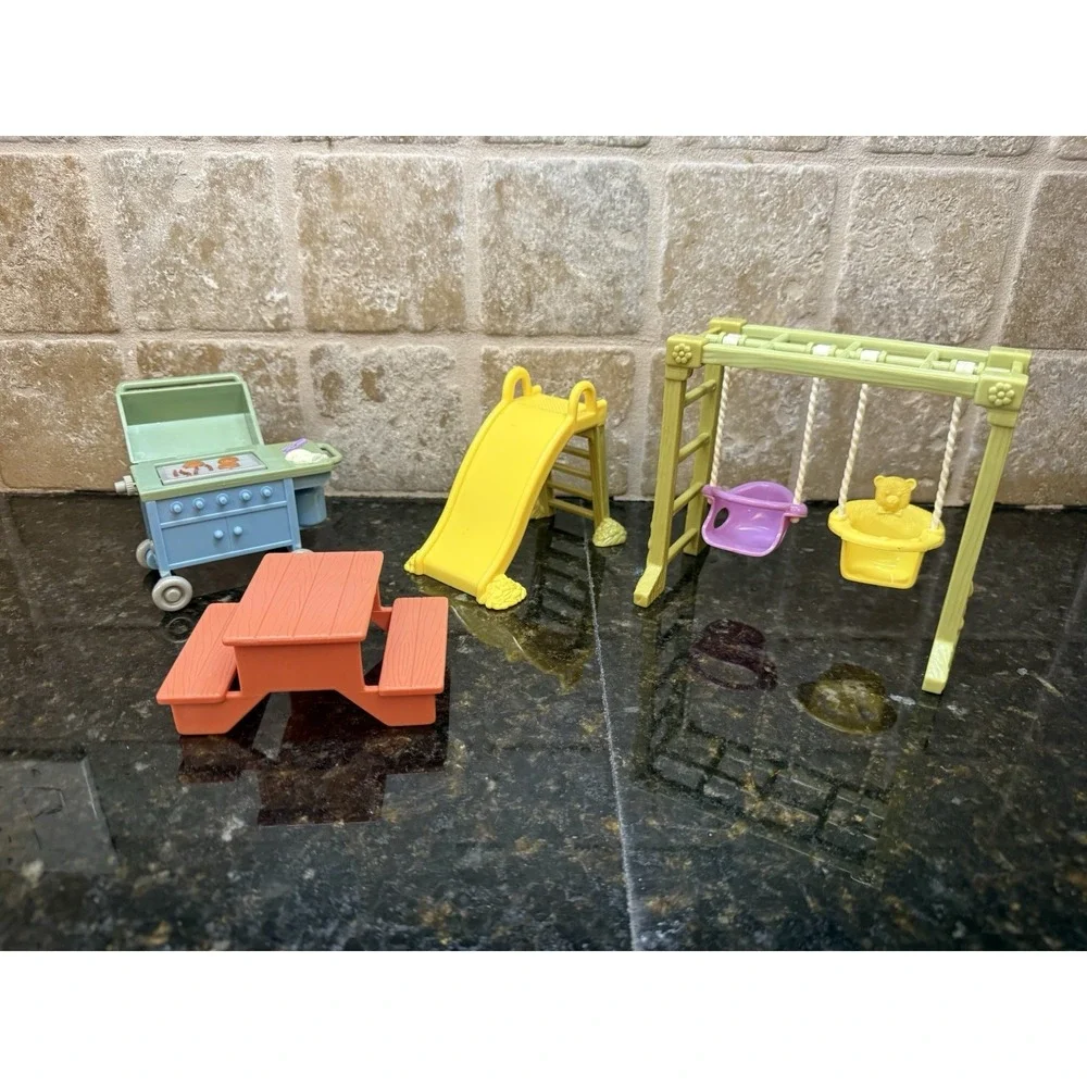 Fisher-Price Loving Family Dollhouse Playground Swing Slide Picnic Table Grill